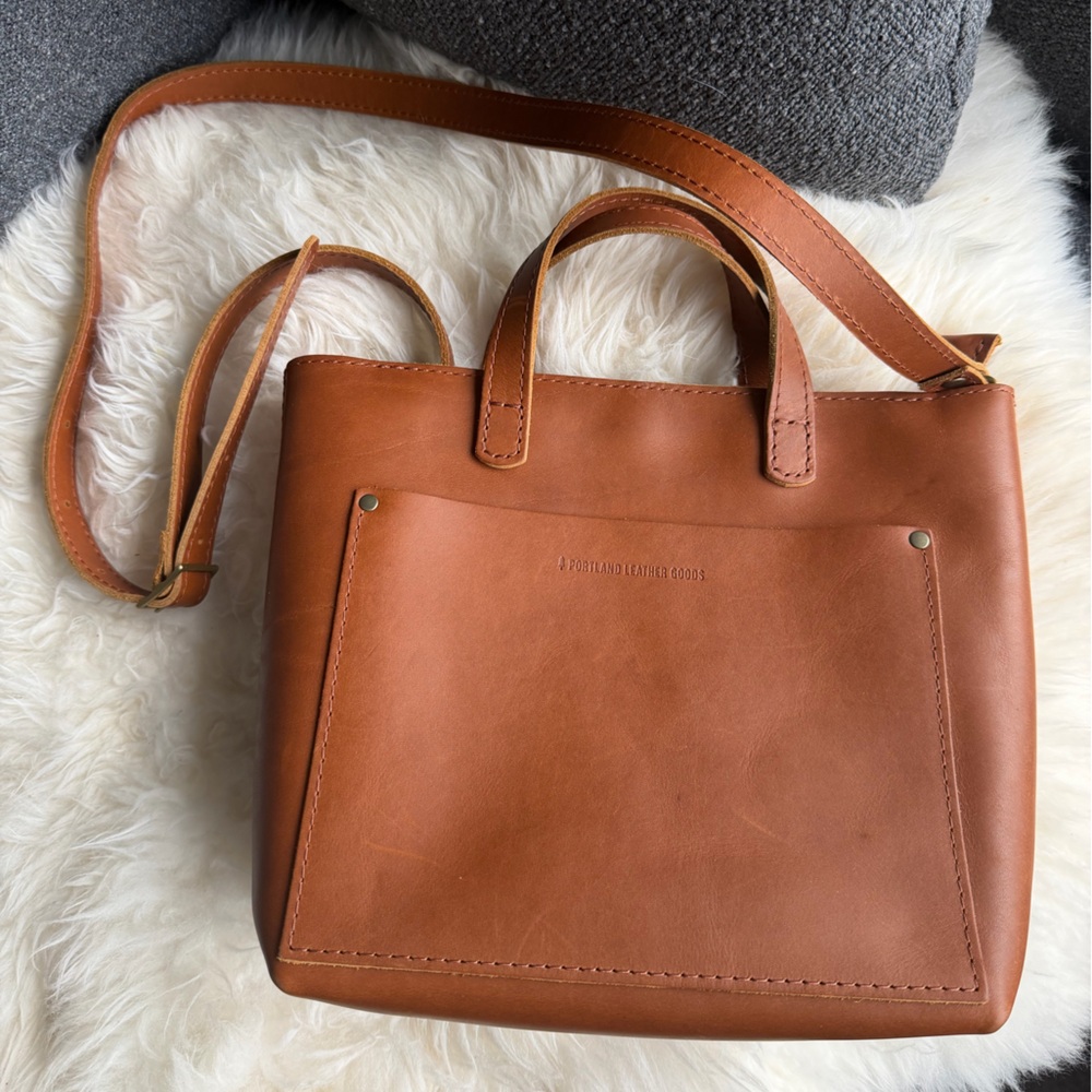 Portland Leather mini tote, with 2 canvas inserts